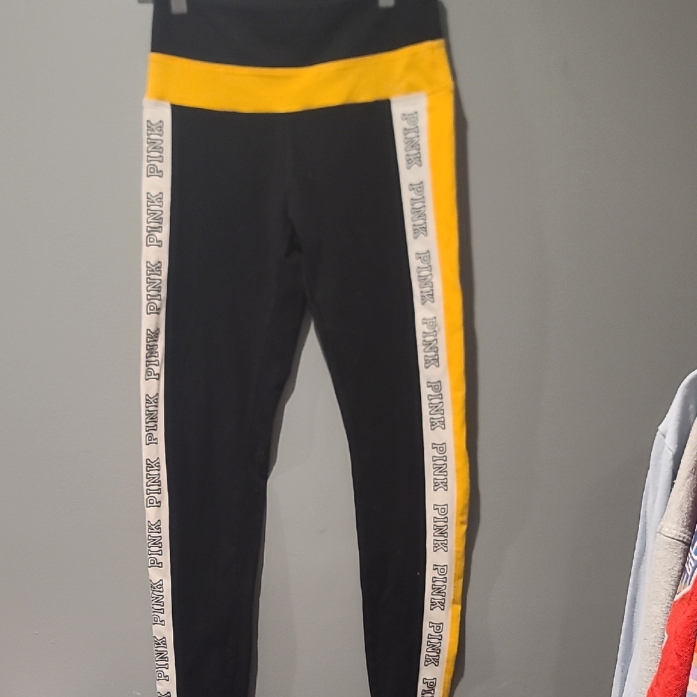 PINK Victoria's Secret Black and Yellow Kids Leggings